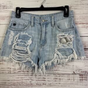 KanCan Frayed Shorts size 5 ripped denim‎ Light Blue Jean Shorts